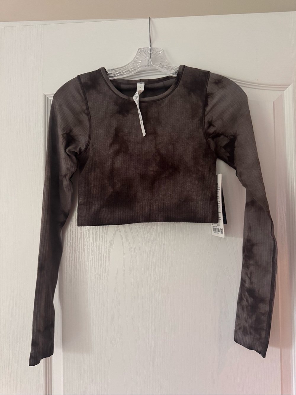lululemon athletica Long-Sleeve Ribbed Crop Top — Charcoal